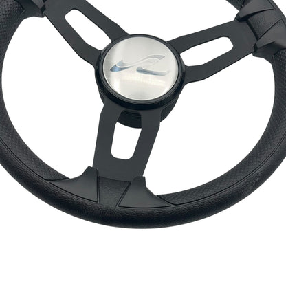 Model 15 Marine Steering Wheel Black Brushed Aluminum Spokes | SeaRay