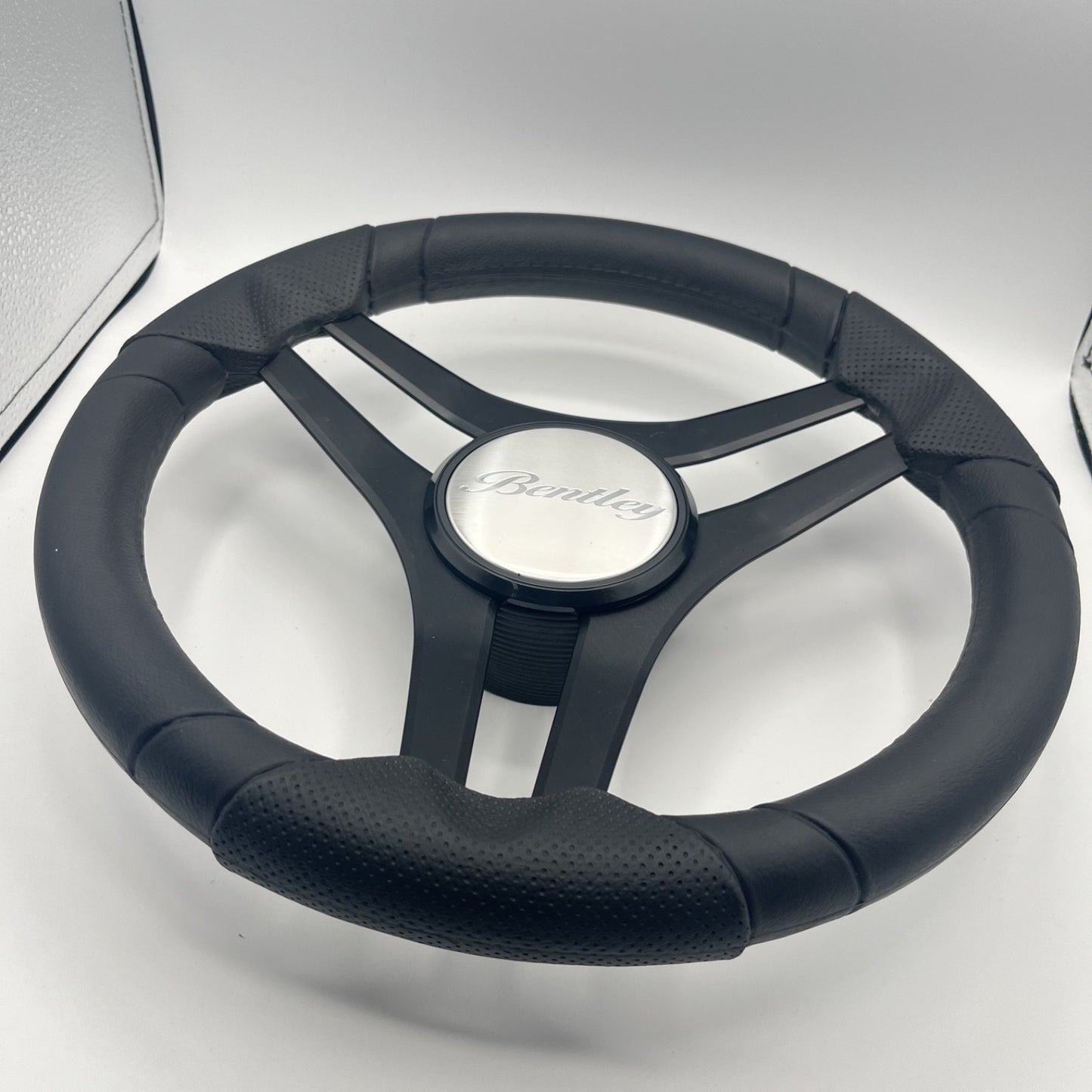 Molinara Marine Steering Wheel Black Brushed Alum Spokes | Bentley Boats