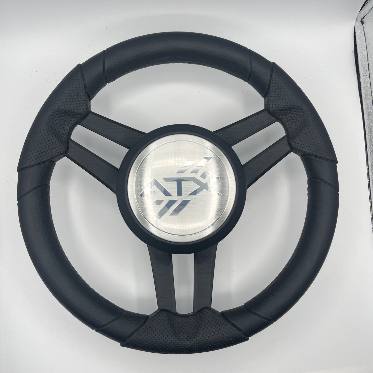 Molinara Marine Steering Wheel Black Brushed Aluminum Spokes | ATX
