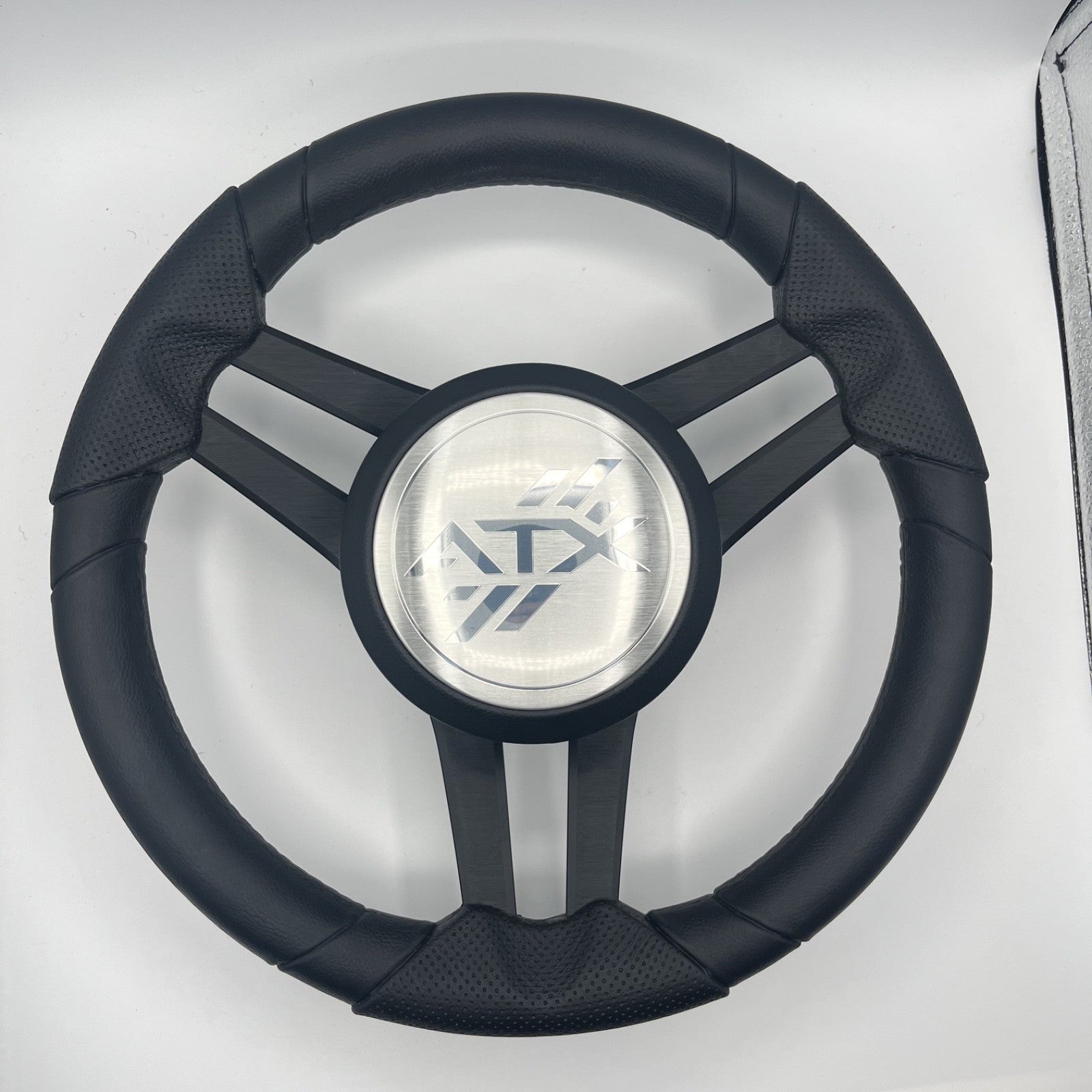 Molinara Marine Steering Wheel Black Brushed Aluminum Spokes | ATX