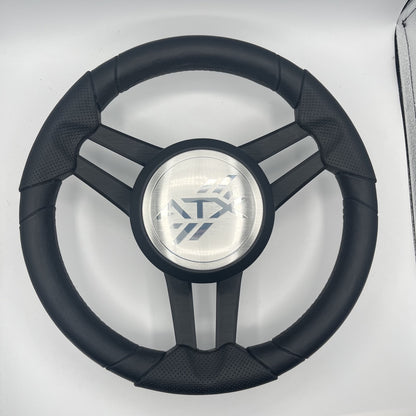 Molinara Marine Steering Wheel Black Brushed Aluminum Spokes | ATX