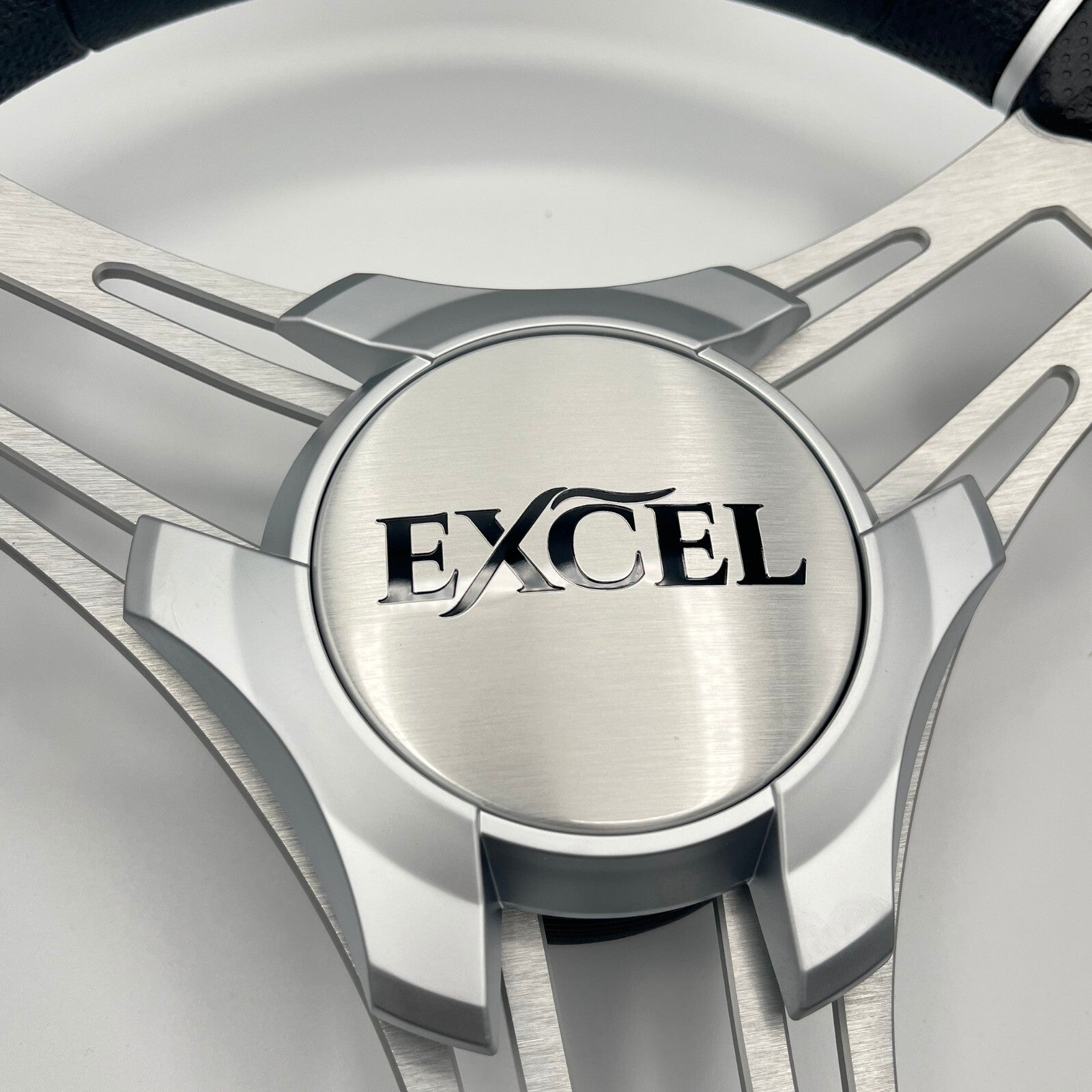 Verona Boat Steering Wheel Silver Brushed Aluminum Spokes | Excel Boats