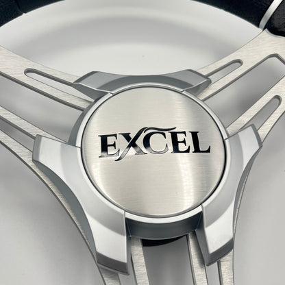 Verona Boat Steering Wheel Silver Brushed Aluminum Spokes | Excel Boats