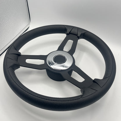 Gussi Italia Model 15 Steering Wheel Blk Brushed Alum Spokes | Chrome Blank