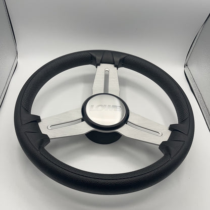 Model 15A Marine Steering Wheel Brushed Alum Spokes | Lowe Boats Cap