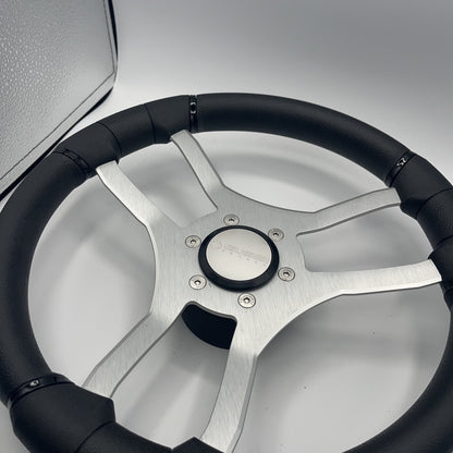 Malera Boat Steering Wheel Brushed Aluminum Spokes | Gussi Snap-in