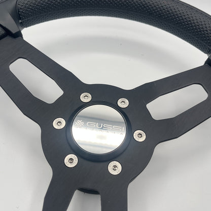 Gussi Italia Model 15 Steering Wheel Blk Brushed Alum Spokes | Gussi Stainless