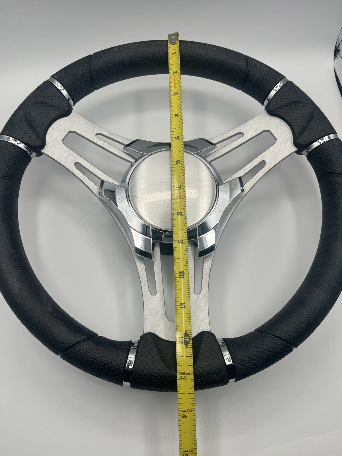 Verona Boat Steering Wheel Gray Brushed Aluminum Spokes
