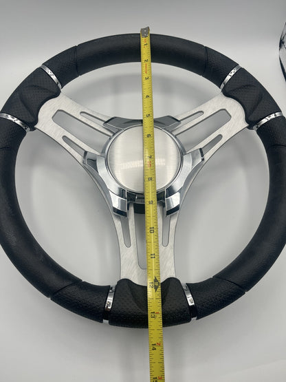 Verona Boat Steering Wheel Gray Brushed Aluminum Spokes