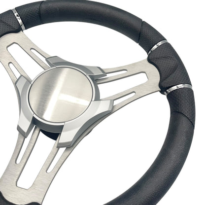 Verona Boat Steering Wheel Gray Brushed Aluminum Spokes KEYED or SPLINED HUB