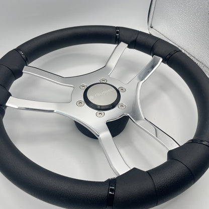 Malera Boat Steering Wheel Chrome Spokes | Snap in Stainless Gussi Cap
