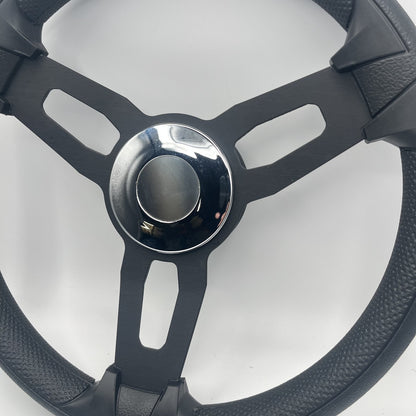 Gussi Italia Model 15 Steering Wheel Blk Brushed Alum Spokes | Chrome Center