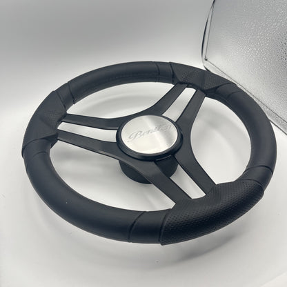 Molinara Marine Steering Wheel Black Brushed Alum Spokes | Bentley Boats