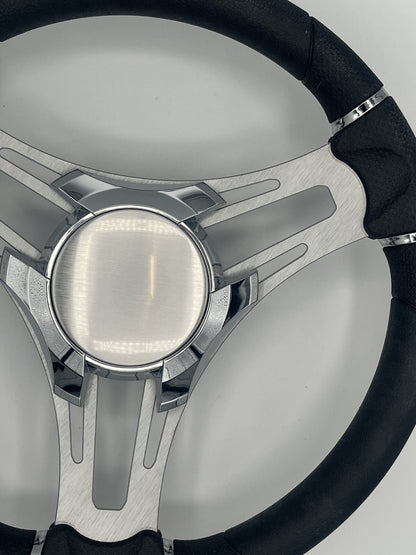 Verona Boat Steering Wheel Gray Brushed Aluminum Spokes