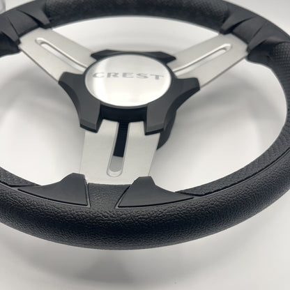 Model 15 Marine Steering Wheel Brushed Aluminum Spokes | Crest Logo