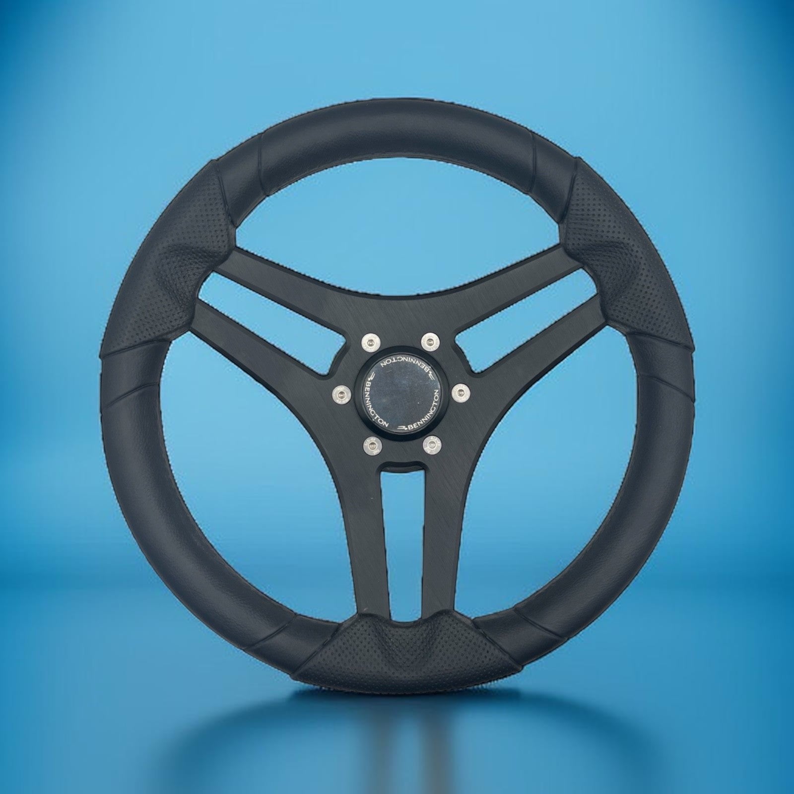 Molinara Marine Steering Wheel Black Brushed Alum Spokes | Bennington