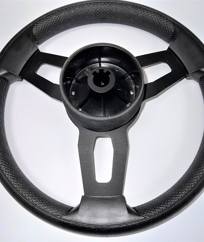 Model 15 Marine Steering Wheel Black Brushed Aluminum Spokes | Metal Blank