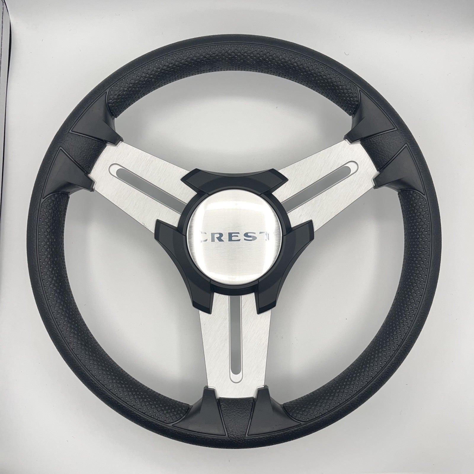 Model 15 Marine Steering Wheel Brushed Aluminum Spokes | Crest Logo