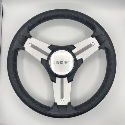 Model 15 Marine Steering Wheel Brushed Aluminum Spokes | Crest Logo