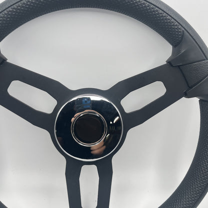 Gussi Italia Model 15 Steering Wheel Blk Brushed Alum Spokes | Chrome Blank