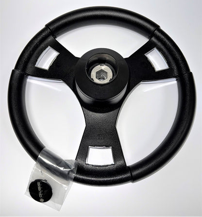 Model M13C Black & Chrome Steering Wheel fits CLUB CAR PRECEDENT Golf Cart