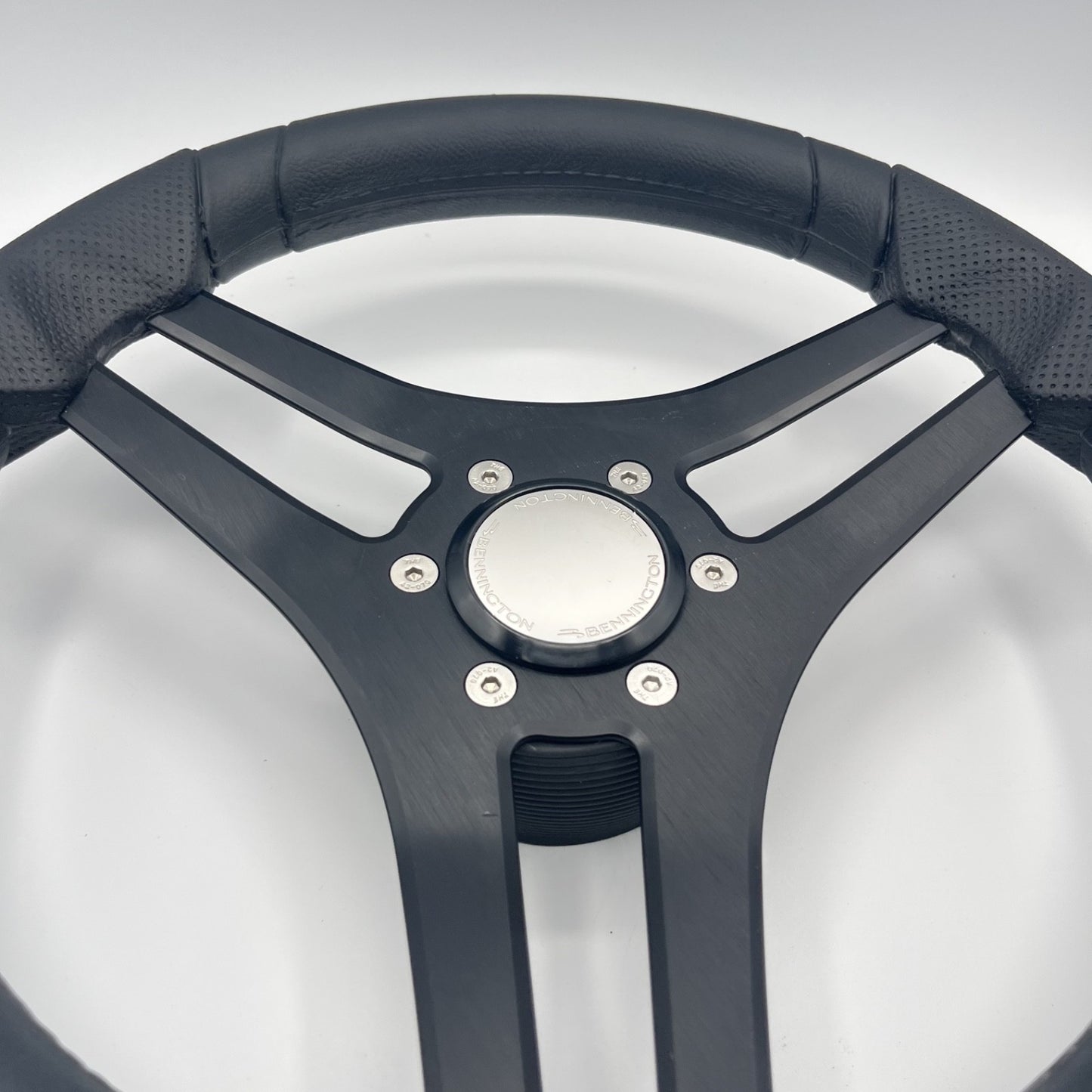 Molinara Marine Steering Wheel Black Brushed Alum Spokes | Bennington
