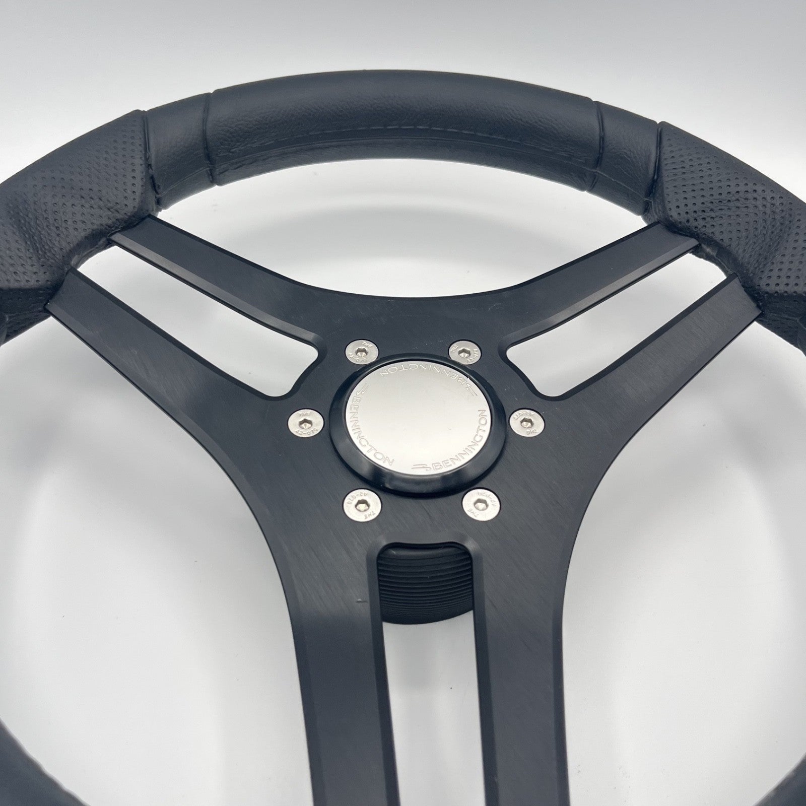 Molinara Marine Steering Wheel Black Brushed Alum Spokes | Bennington