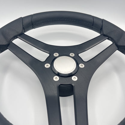 Molinara Marine Steering Wheel Black Brushed Alum Spokes | Bennington