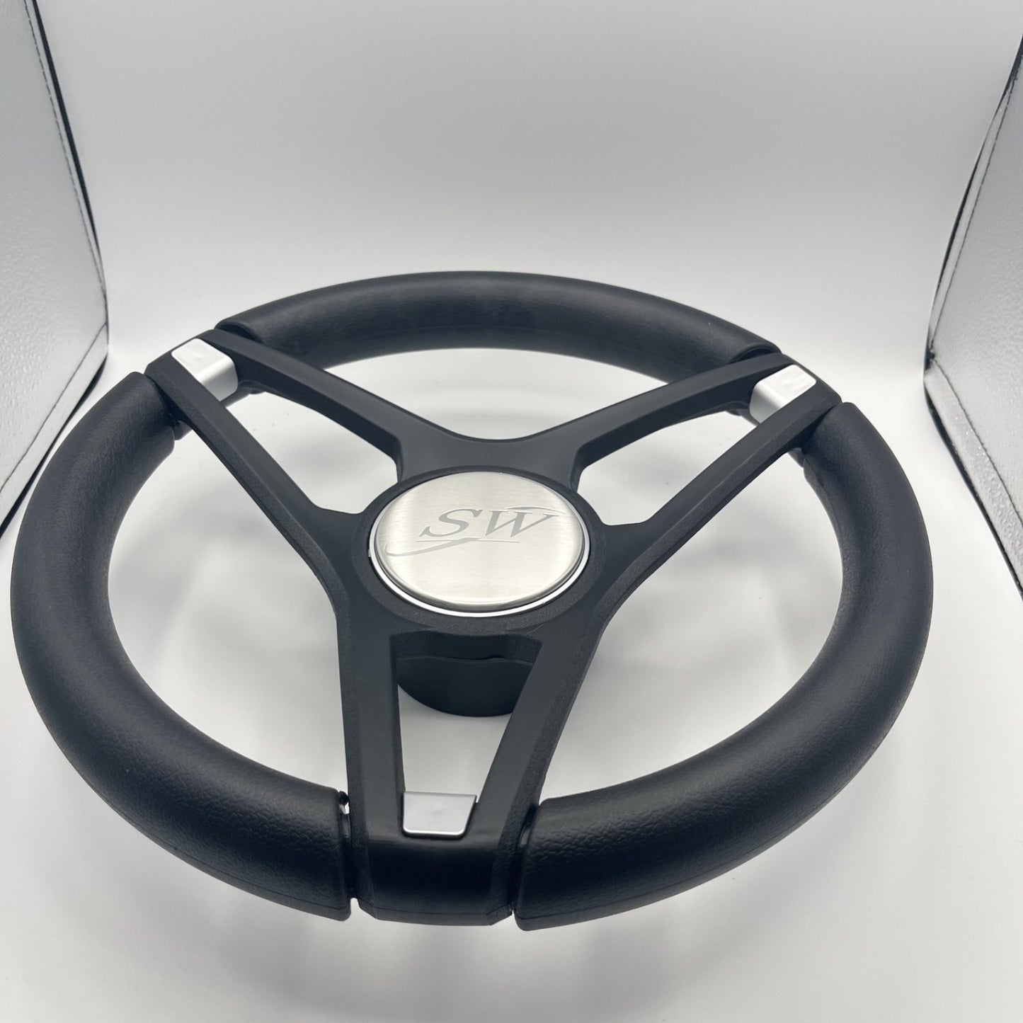 Molino Black w/Soft Touch Urethane Rim Boat Steering Wheel | Blue Wave