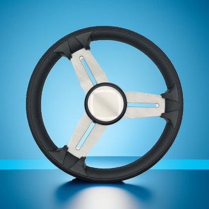 Model 15A Marine Steering Wheel Brushed Aluminum Spokes | Blank Cap