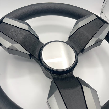 Collina Boat Steering Wheel Dark Gray Inserts - Blank Dome - Keyed ONLY