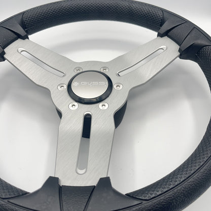 Model 15 Marine Steering Wheel Brushed Aluminum Spokes | Gussi Logo