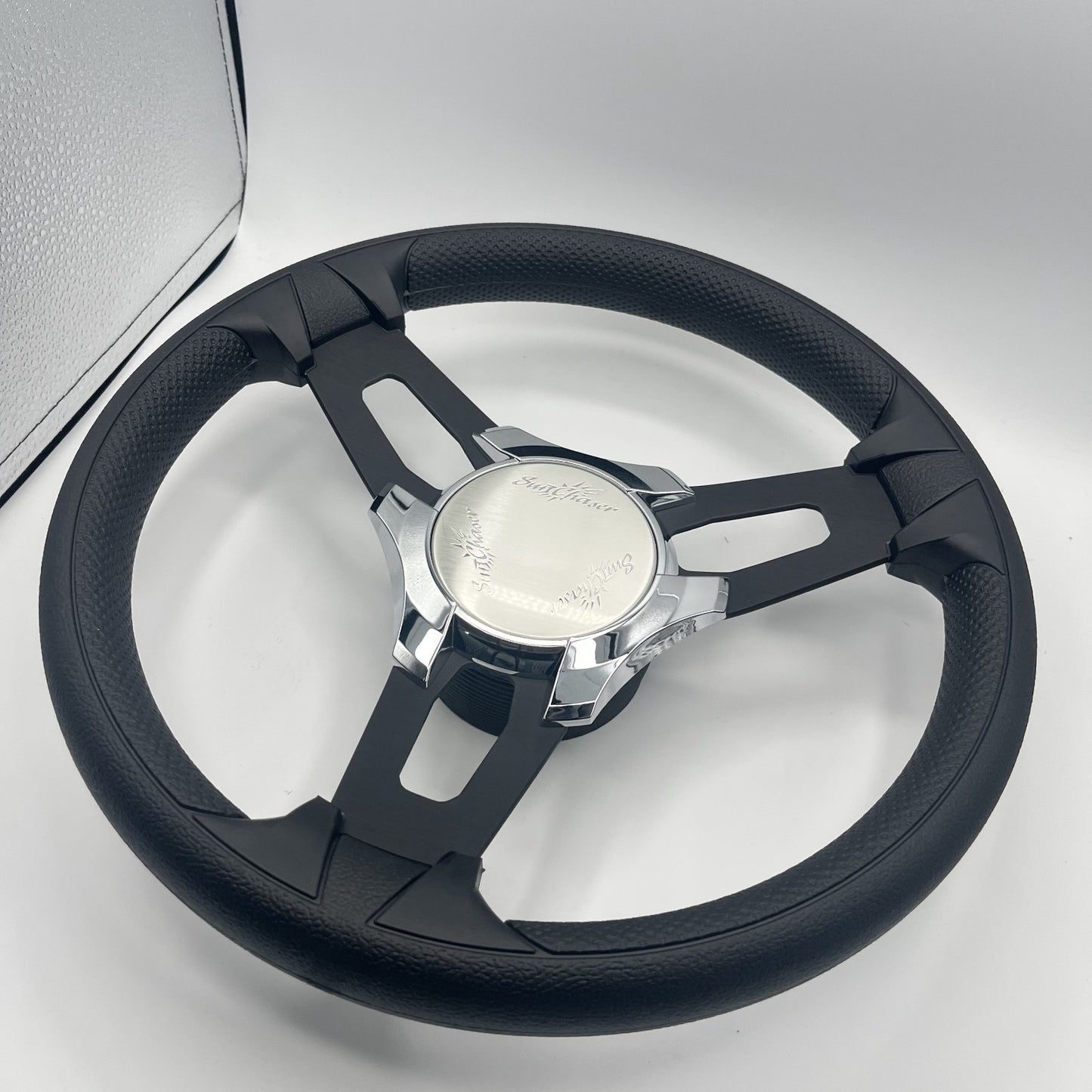 Gussi Italia Boat Model 15 Steering Wheel Black Brushed Alum Spokes | SunChaser
