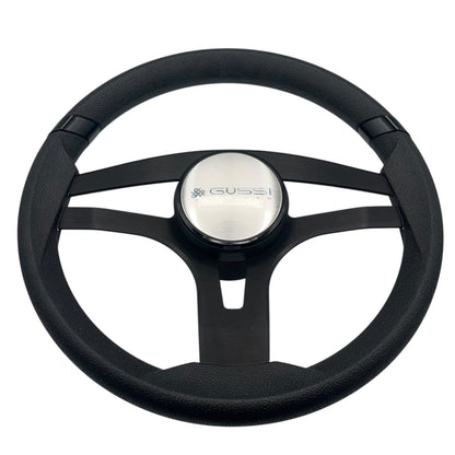 Badia Boat Steering Wheel Brushed Black Aluminum Spokes
