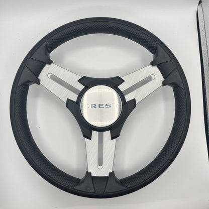 Model 15 Marine Steering Wheel Brush Alum Spokes | Crest Boats Logo