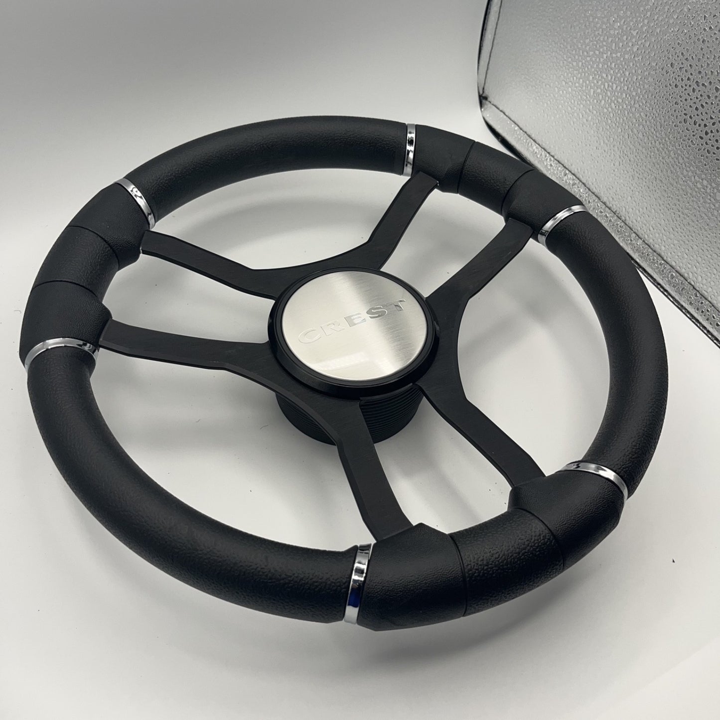 Malera Boat Steering Wheel Black Aluminum Spokes | Crest Boats
