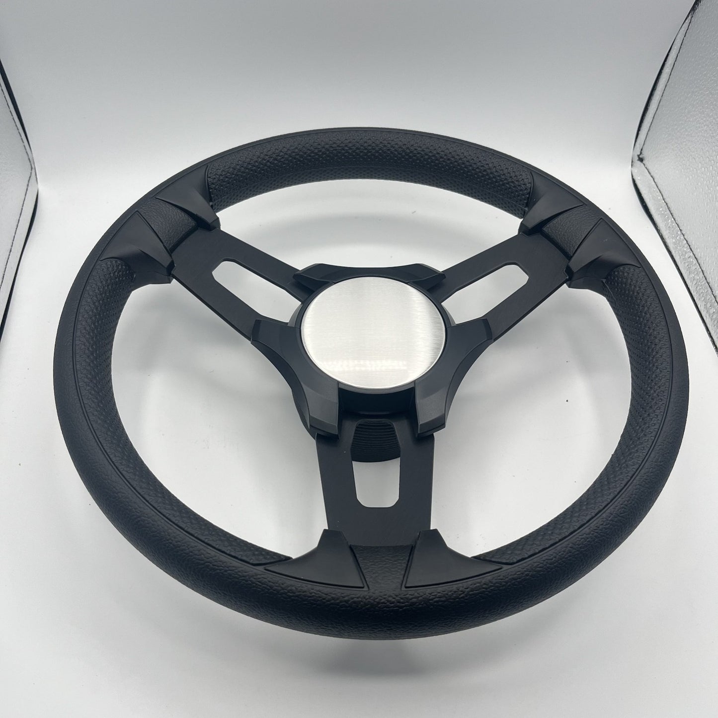 Gussi Italia Boat Model 15 Steering Wheel Black Brushed Alum Spokes |BlackPlain