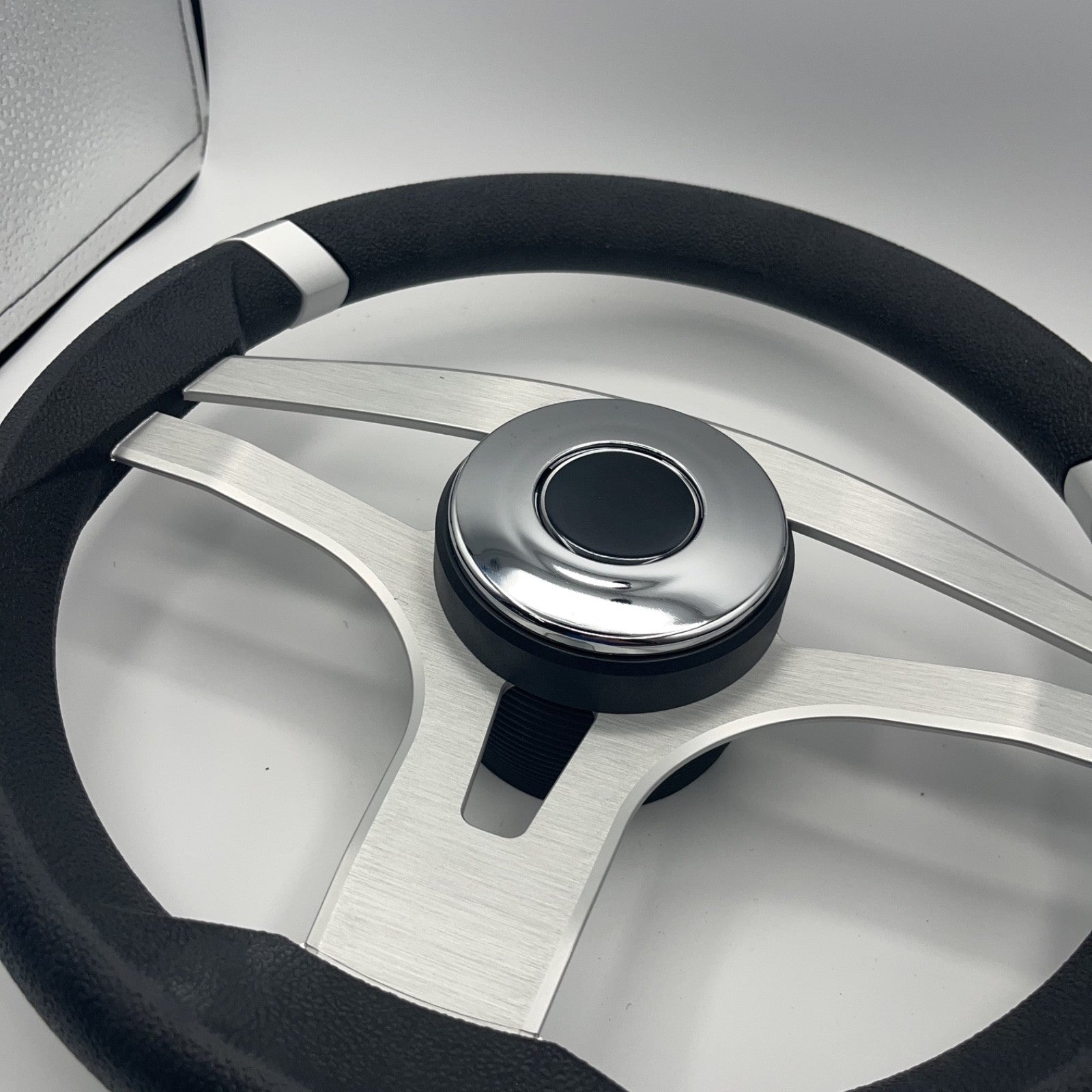 Badia Boat Steering Wheel Brushed Aluminum Spokes | Chrome-style Dome