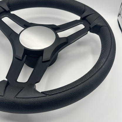 Gussi Italia Marine Steering Wheel Black Brush Metal Spokes | Plain