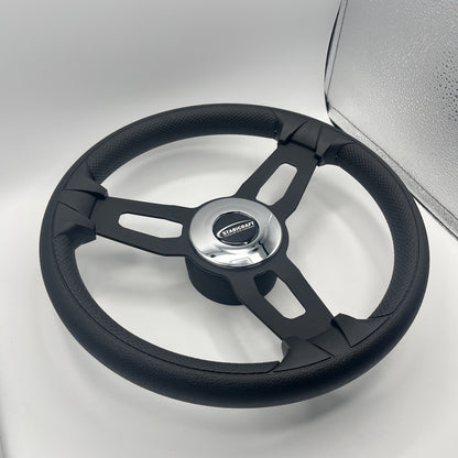 Gussi Italia Boat Model 15 Steering Wheel Black Brushed Alum Spokes | Stabicraft