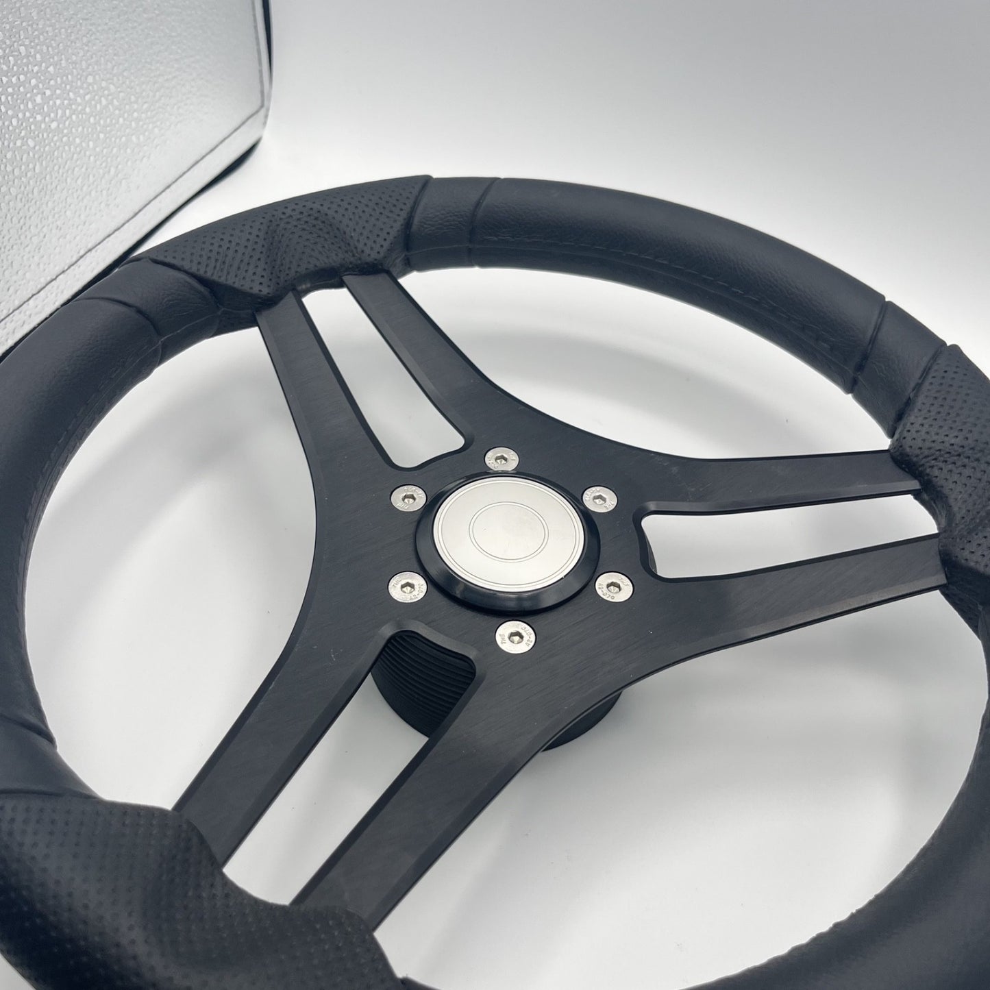 Molinara Marine Steering Wheel Black Brushed Alum Spokes | Target Style