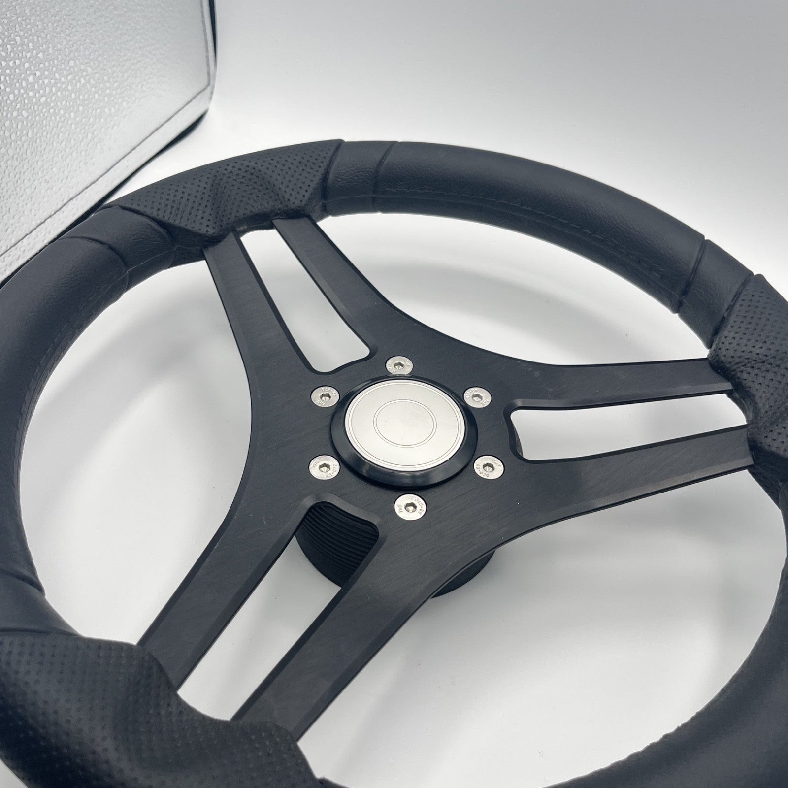Molinara Marine Steering Wheel Black Brushed Alum Spokes | Target Style