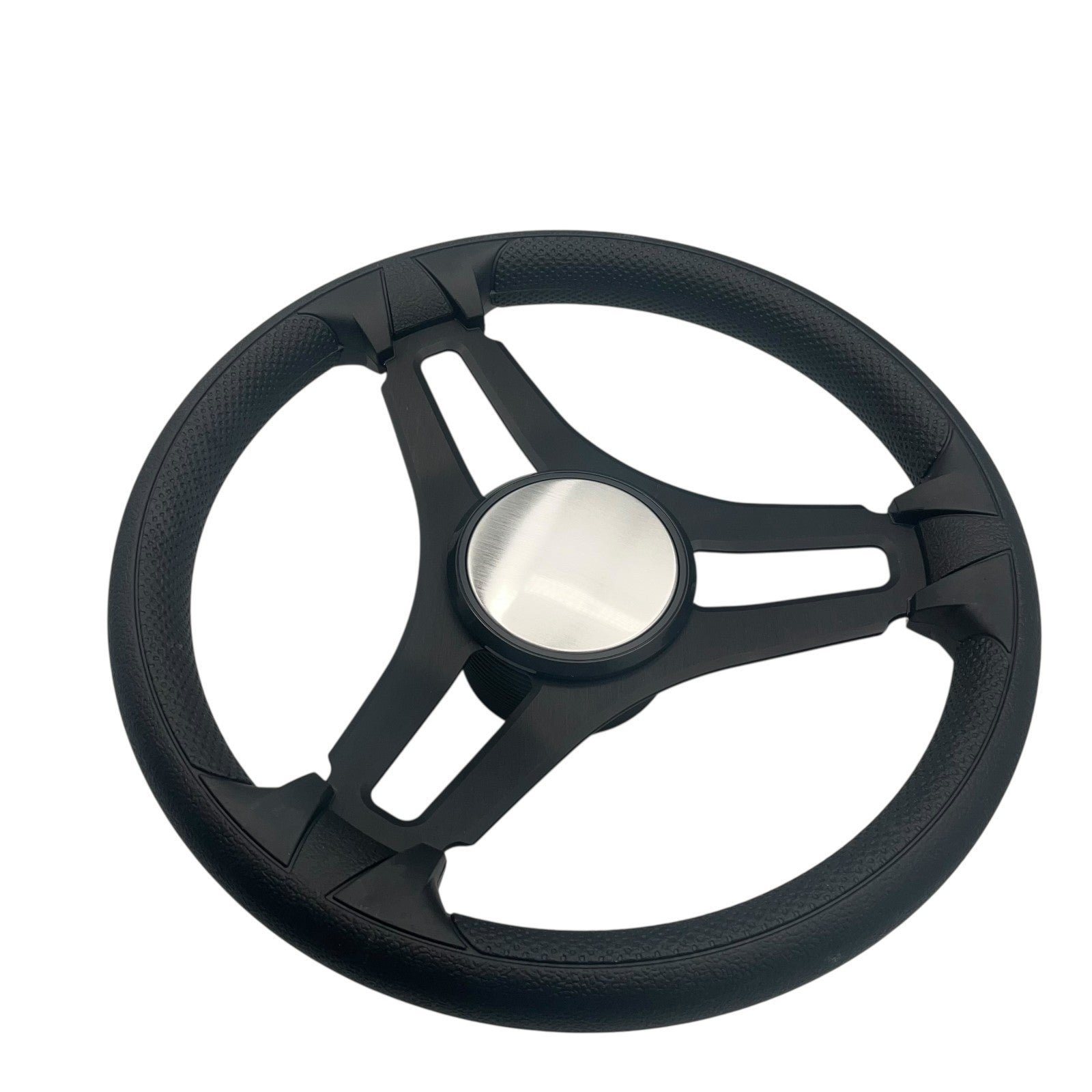 Gussi Italia Marine Steering Wheel Black Brushed Metal Spokes | Plain Dome