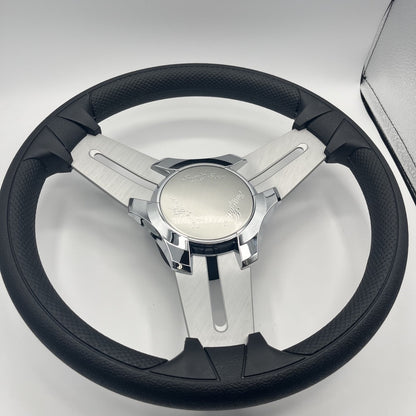 Model 15 Marine Steering Wheel Brush Alum Spokes | Sunchaser Boats Logo