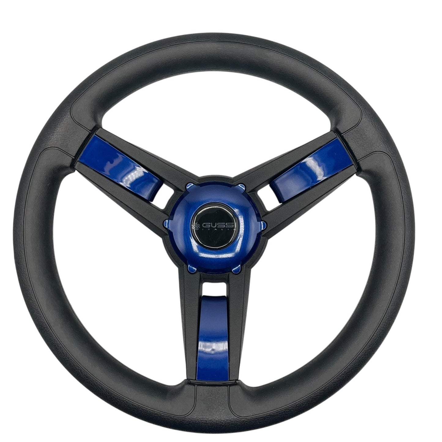Giazza Golf Cart Steering E-Z-GO HUB Soft Touch Rim ABS Spokes - Blue Inserts