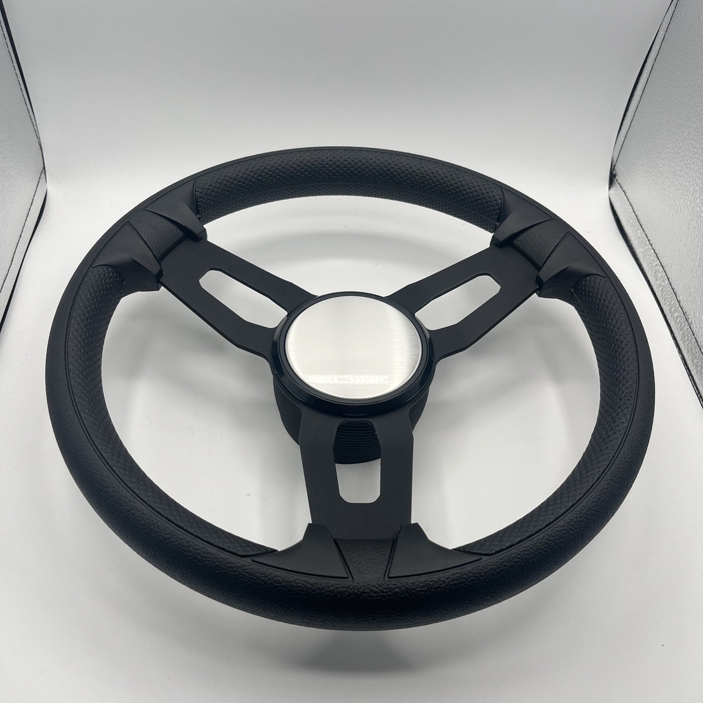 Gussi Italia Boat Model 15 Steering Wheel Black Brushed Alum Spokes | Plain