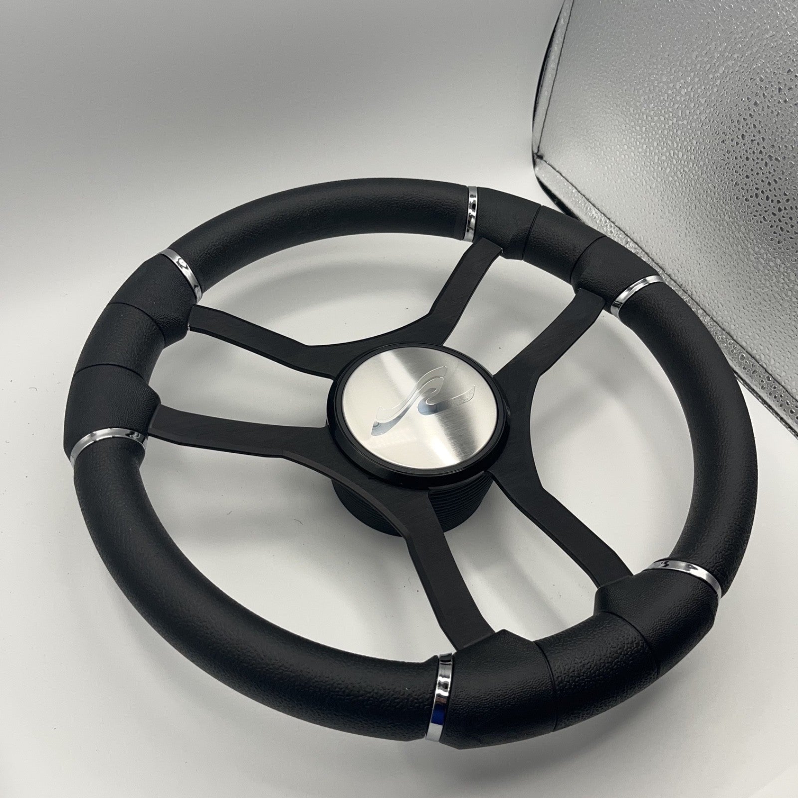 Malera Boat Steering Wheel Black Aluminum Spokes | SeaRay Boats
