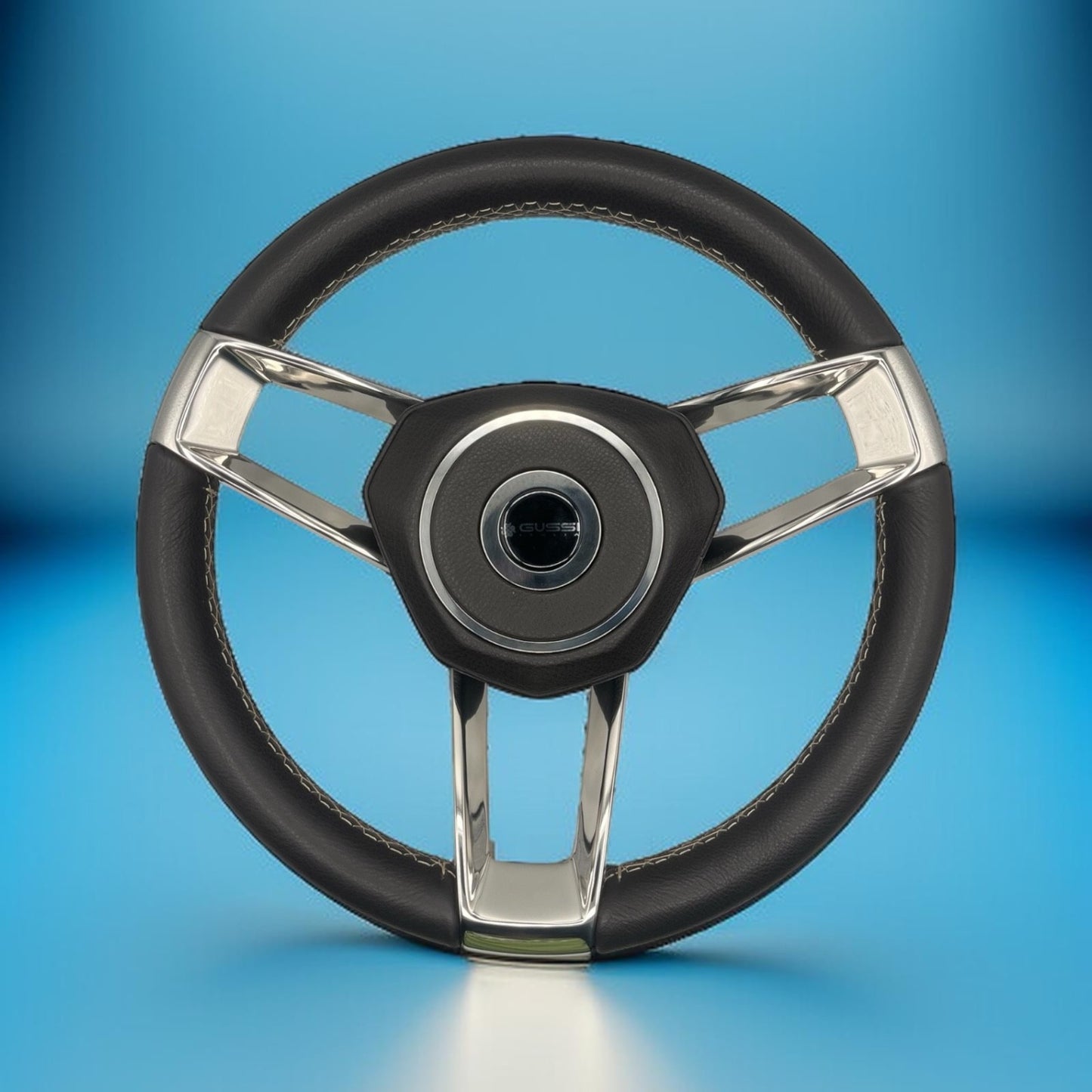 Model 700B Gussi Italia Boat Steering Wheel Polished Stainless Steel Spokes