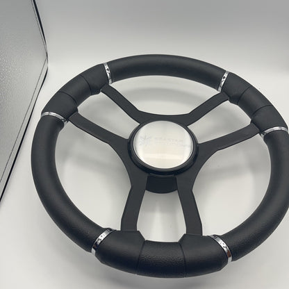 Malera Boat Steering Wheel Black Aluminum Spokes | Seastar Solutions