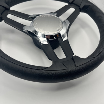 Gussi Italia Marine Steering Wheel Black Brush Metal Spokes | Smokercraft